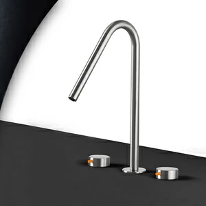 Смеситель для раковины сталь матовая с оранжевой ручкой Toki Radomonte TKI24SCIL34