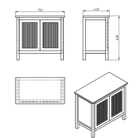 ORANGE тумба напольная Capri-2 75см цвет: тик Хром sun-id-1517342 - Вид №2