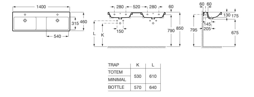 Фарфоровая подвесная раковина Roca The Gap ARCH-00030201 - Вид №3