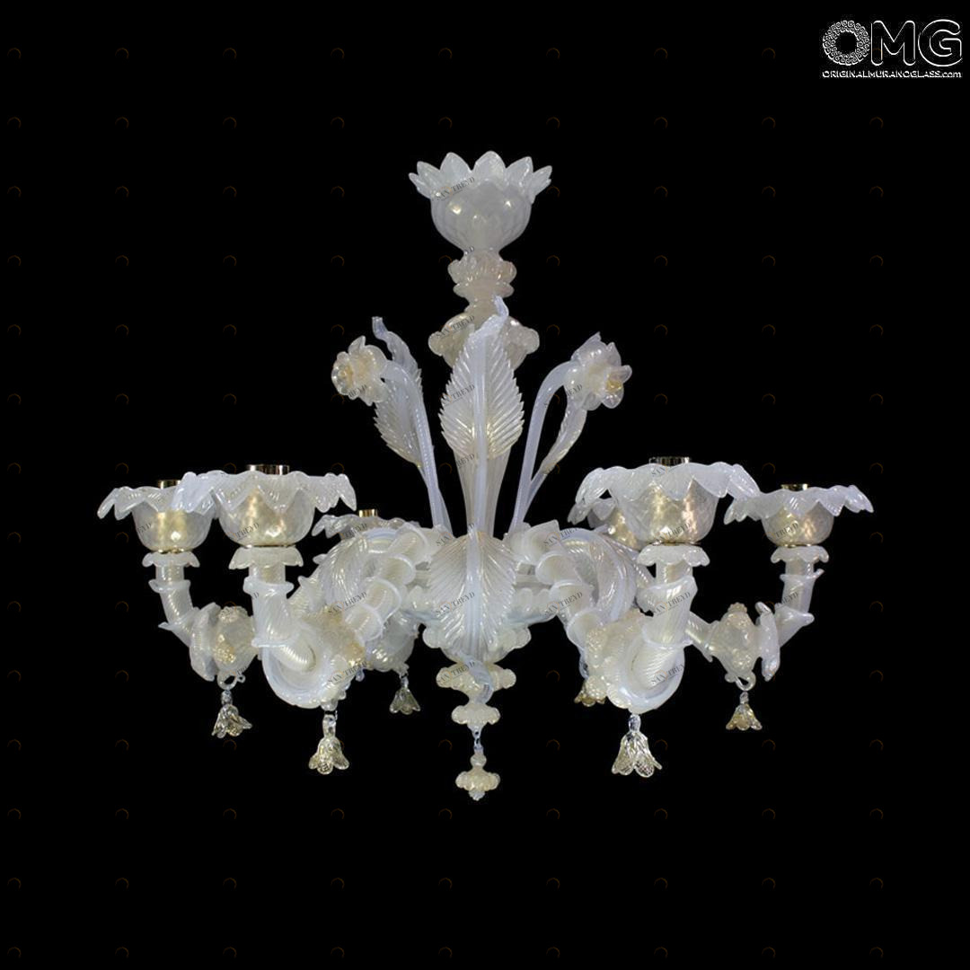 4194 ORIGINALMURANOGLASS Люстра Amurianum белая на 6 лампочек - муранское стекло OMG  см CLASSICO