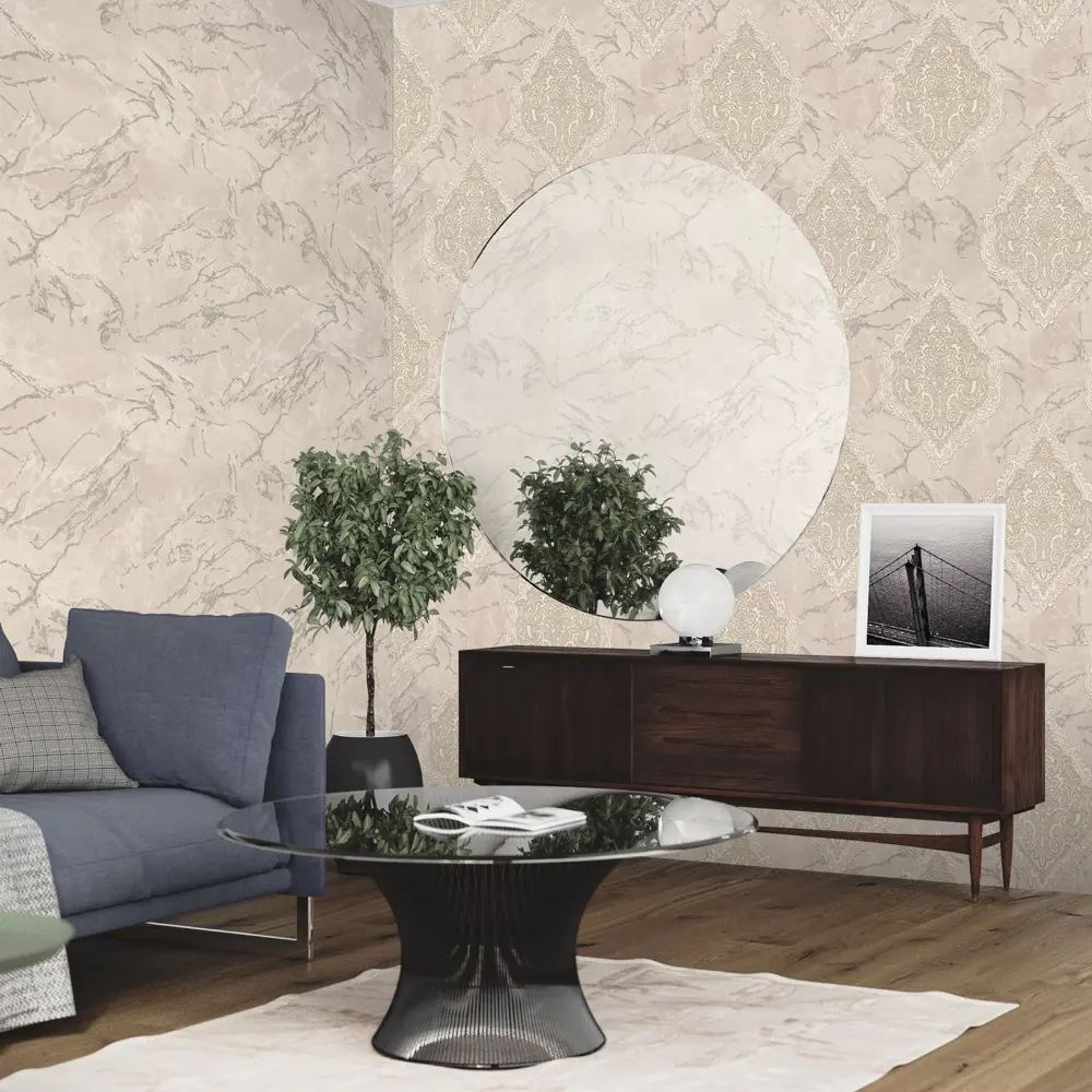 Обои флизелиновые Euro Decor Sultan светло-бежевые 1.06 м 7136-01 89111977 STLM-2160886 - Вид №3