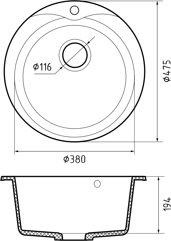 Кухонная мойка Искусственный камень RONDO S658 GranFest R-480-S658 - Вид №1