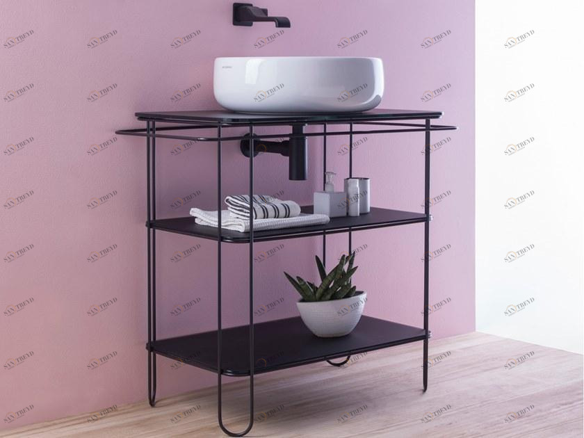 Ceramica Flaminia Консоль для умывальника из нержавеющей стали и стекла с вешалкой для полотенец Filo Fi75sv
