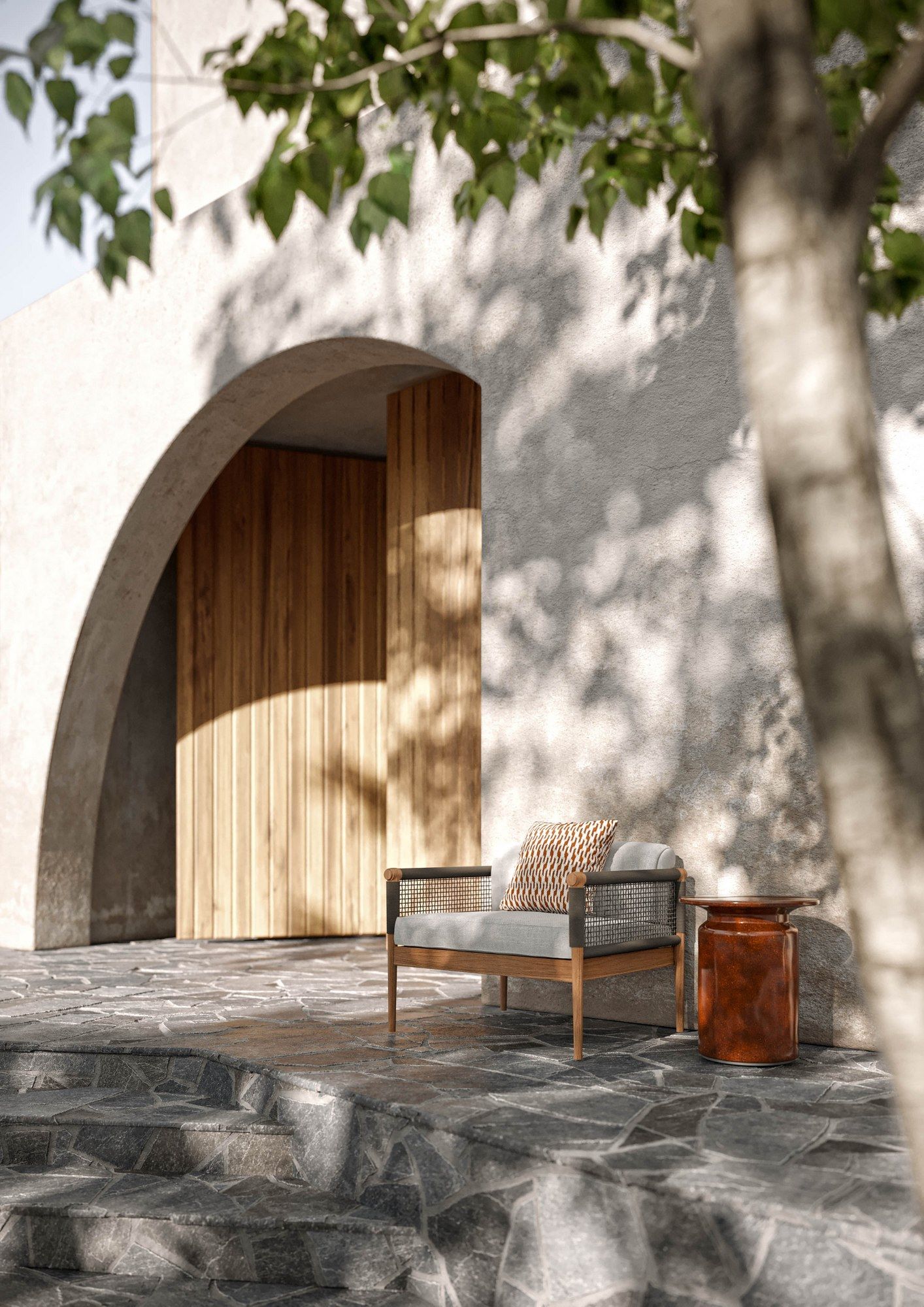 Керамический круглый высокий садовый журнальный столик Atmosphera Panarea ARCH-00104494