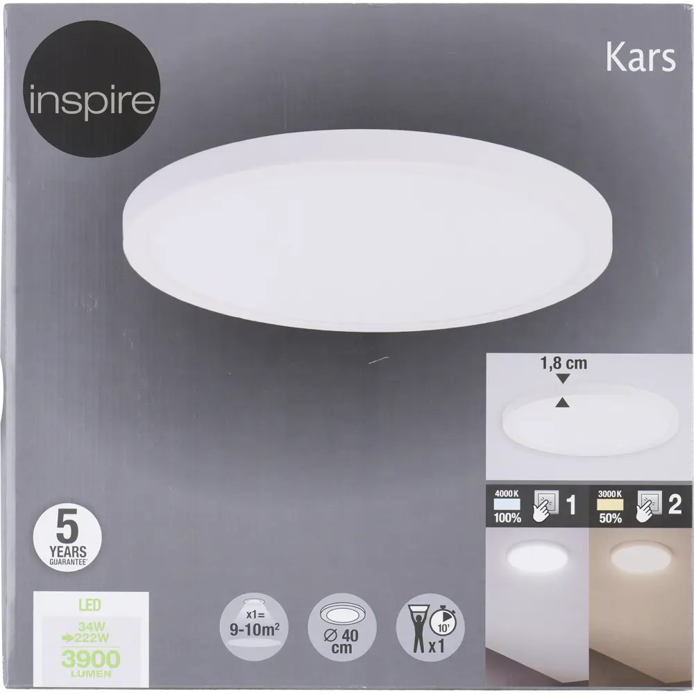Панель светодиодная Kars 34 Вт 400 мм IP20 81970136 STLM-2202017 INSPIRE  - Вид №3
