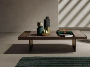 JESSE Низкий квадратный мраморный журнальный столик с местом для хранения вещей