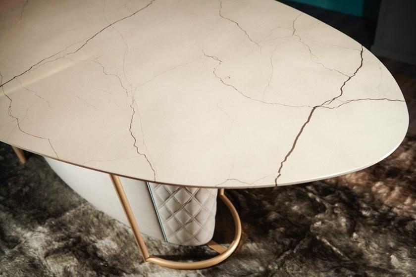 Former In Italia Овальный мраморный стол и основание со стеганой крышкой Brera sun-id-1452526 - Вид №2