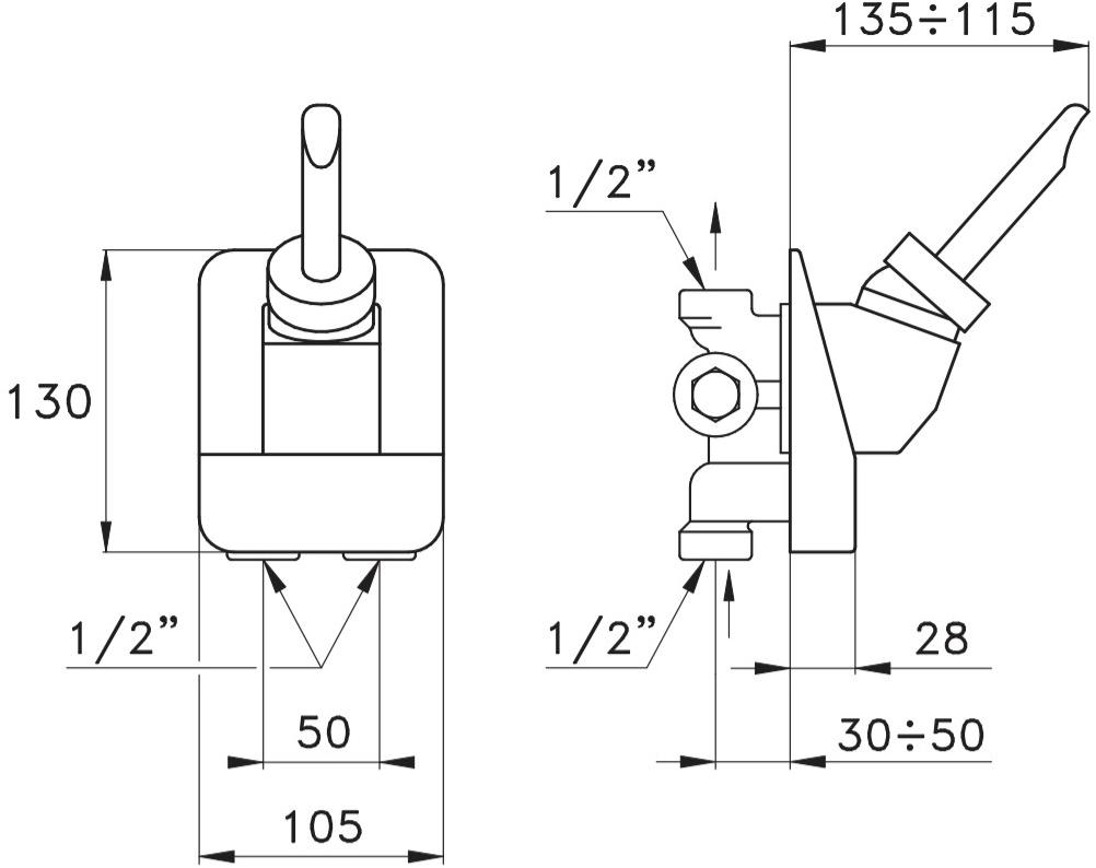 RUBINETTERIE STELLA Смеситель для душа однорычажный Box Art.136 - Вид №1