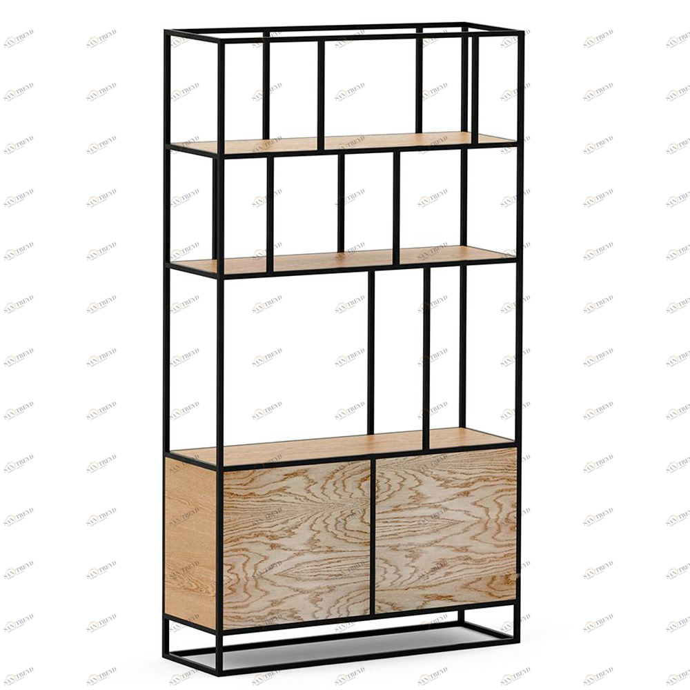 Стеллаж черный, темный дуб Makella new black INTELLIGENT DESIGN СТЕЛЛАЖ MAKELLA 260787 Коричневый;черный 