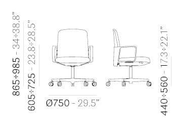 Тканевый регулируемый по высоте рабочий офисный стул с колесами Pedrali Temps ARCH-00048913 - Вид №9