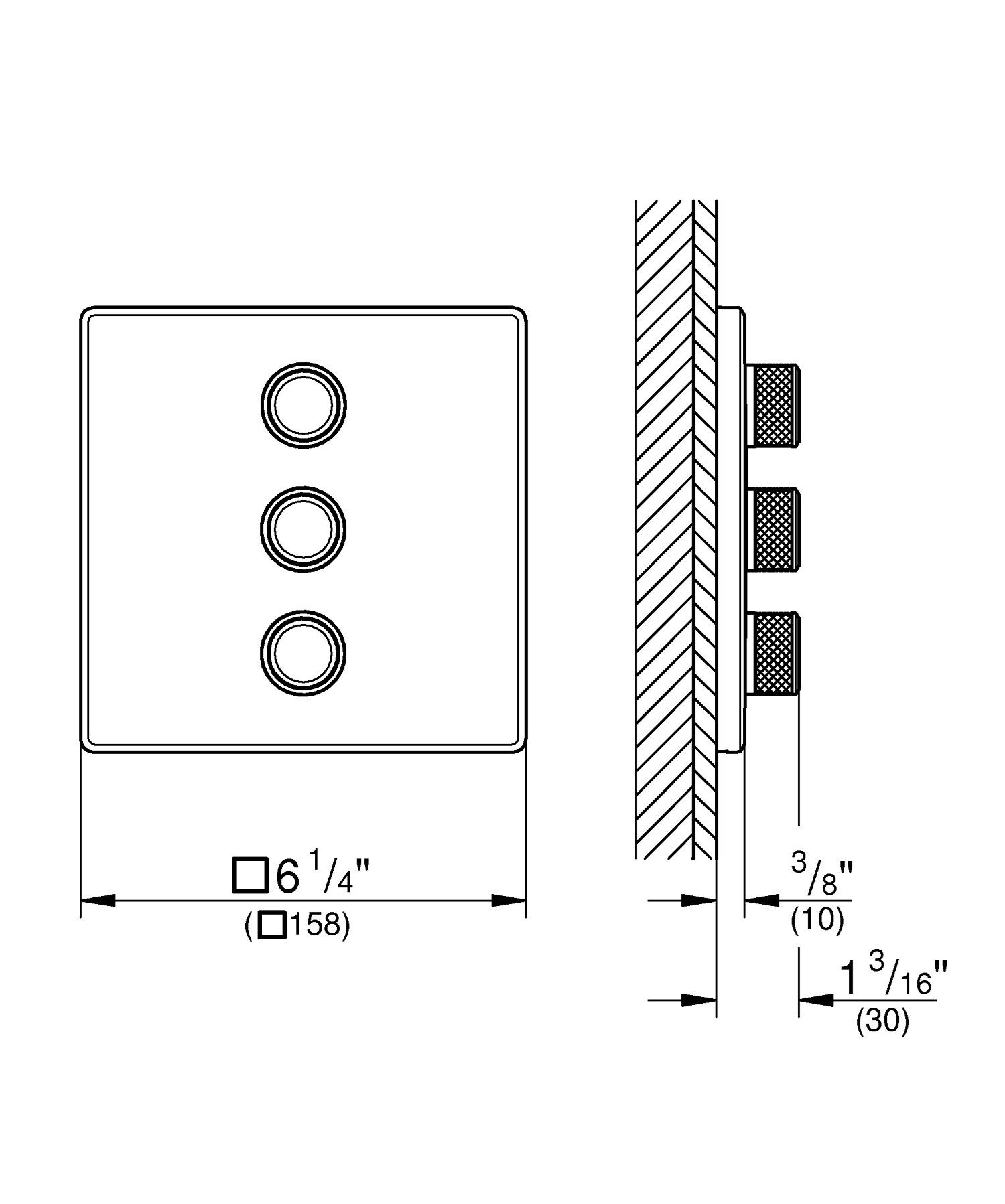 Наружная часть для тройного встраиваемого крана Grohe Grohtherm SmartControl ARCH-00141420 - Вид №7
