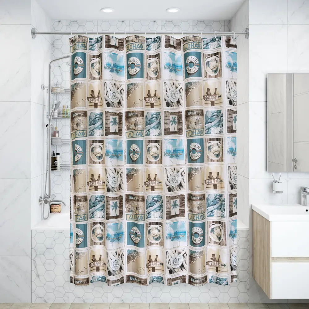 Штора для ванной SWENSA Beach 180×180 см - стильная защита от брызг 82068074
