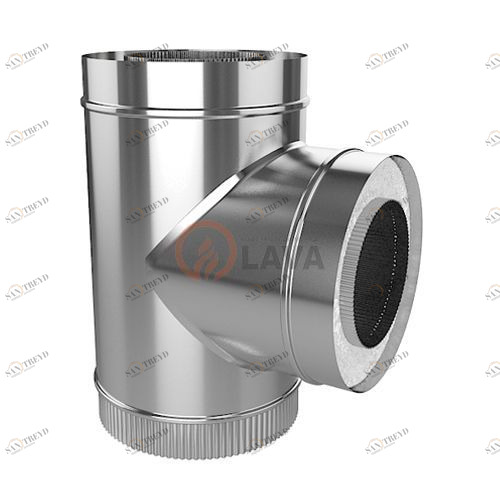 Сендвич-тройник LAVA 180/250, угол 90*, нерж. 304 (0,8)/439 (0,5) 5783