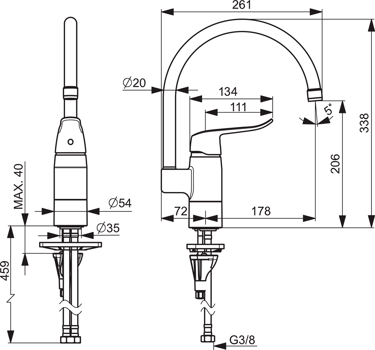 Oras 5738F Смеситель для кухни 5738F Care Хром  - Вид №1