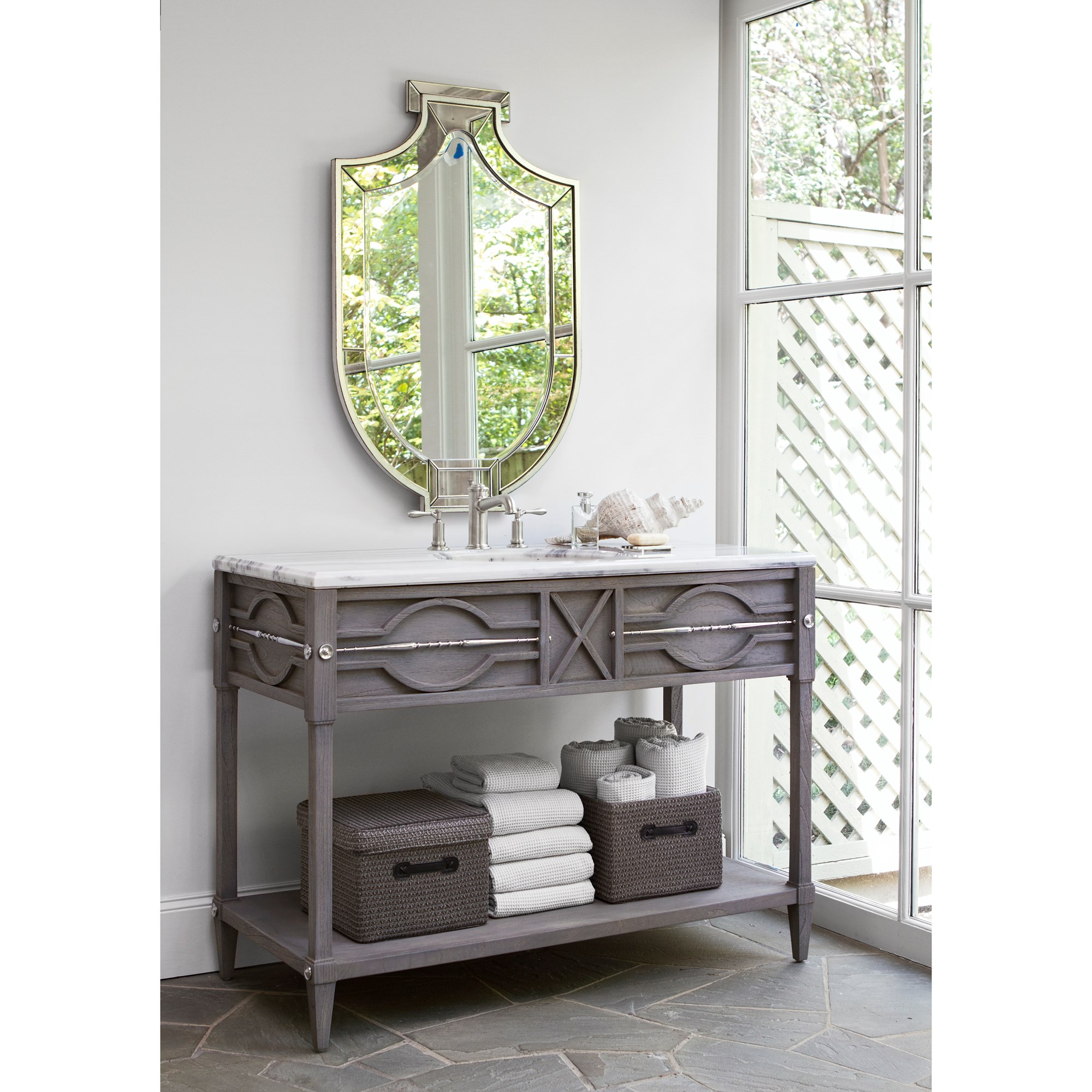 Тумбочка, большая (от 37 до 59,5) 17554-110-411 Spindle Sink Chest - Weathered Grey  Ambella  - Вид №3