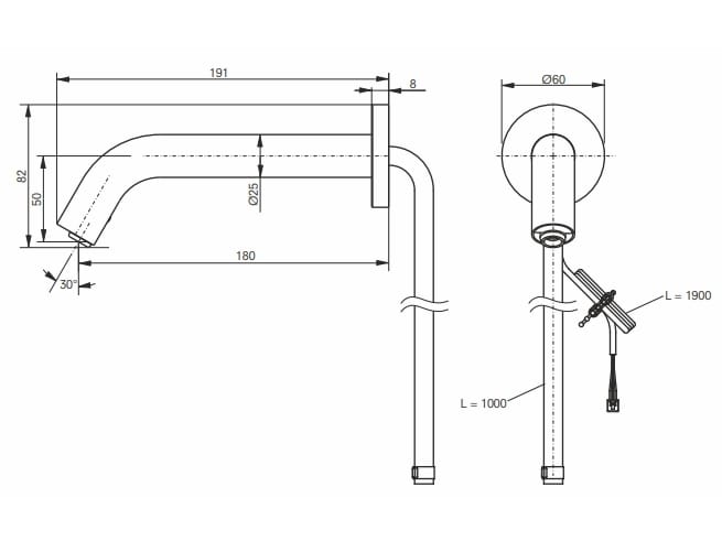 Электронный настенный смеситель для раковины TOTO DLE105ANE4 ARCH-00101426 - Вид №2