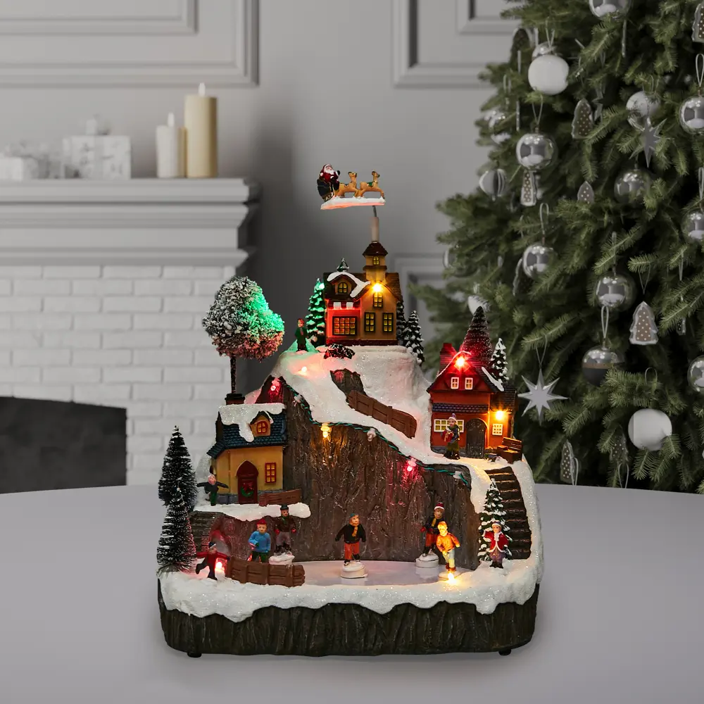 87547209 Композиция новогодняя светодиодная Каток в скалах 27x22x29 см STLM-0949518 Santreyd 