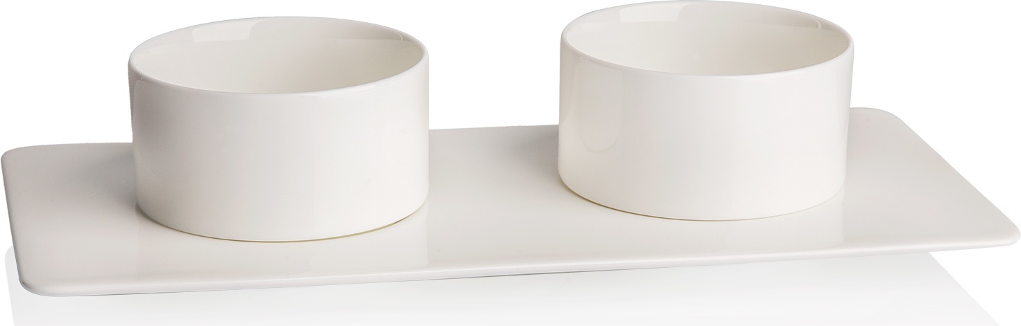 10535666 Dibbern Набор чаш для соуса и подставки Dibbern "Белый декор" 34см, 2шт Фарфор костяной 
