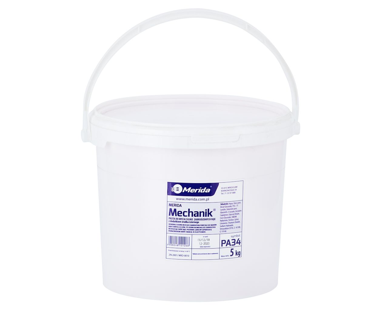 PA34 Паста для мытья сильно загрязненных рук MECHANIK, ведро 5 кг Merida  - Вид №1