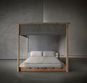 Садовая кровать из тикового дерева с балдахином