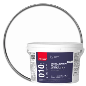 Краска огнезащитная для металла Neomid матовая цвет белый 2.5 кг