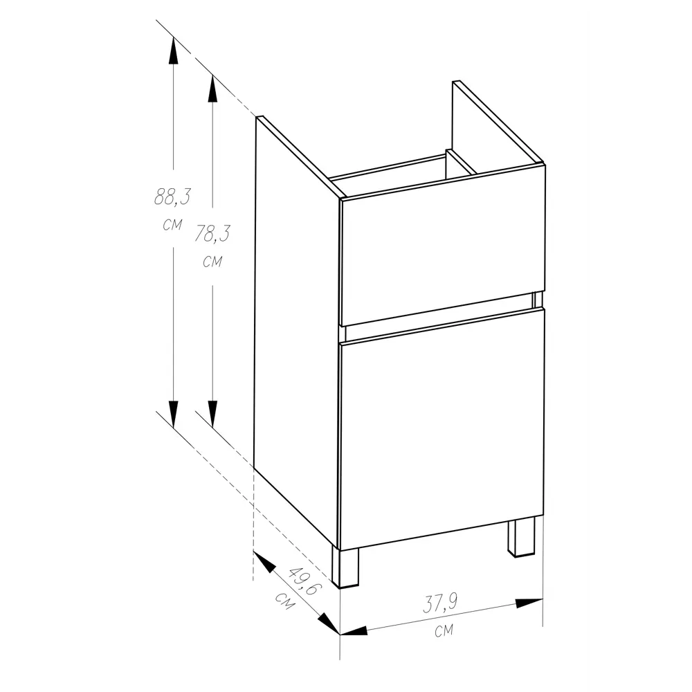 Тумба под стиральную машину напольная Aquaton Лайн 37.9 см цвет дуб каменный STLM-2175411 - Вид №12