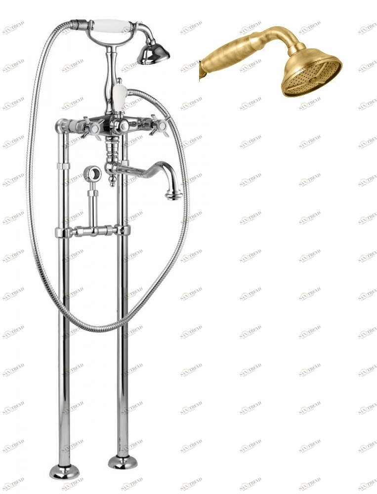 Напольный смеситель для ванны с повор.изливом кронштейном слива-перелива CEZARES LORD-VDPS2-02-M