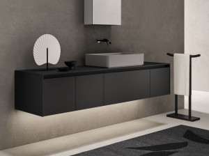 Деревянный подвесной шкаф для умывальника с выдвижными ящиками