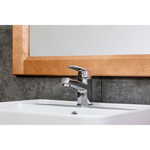 OneLife by Orange P02-021cr однозахватный полимерный смеситель для раковины, цвет хром Черный матовый sun-id-1517297 - Вид №1