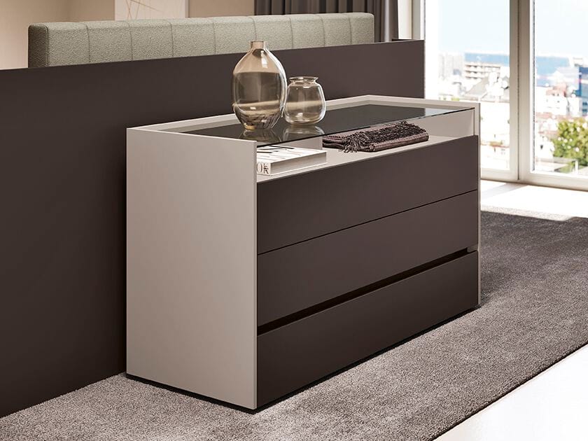 Деревянный и стеклянный комод со встроенными ручками Febal Casa Astrid ARCH-00100828