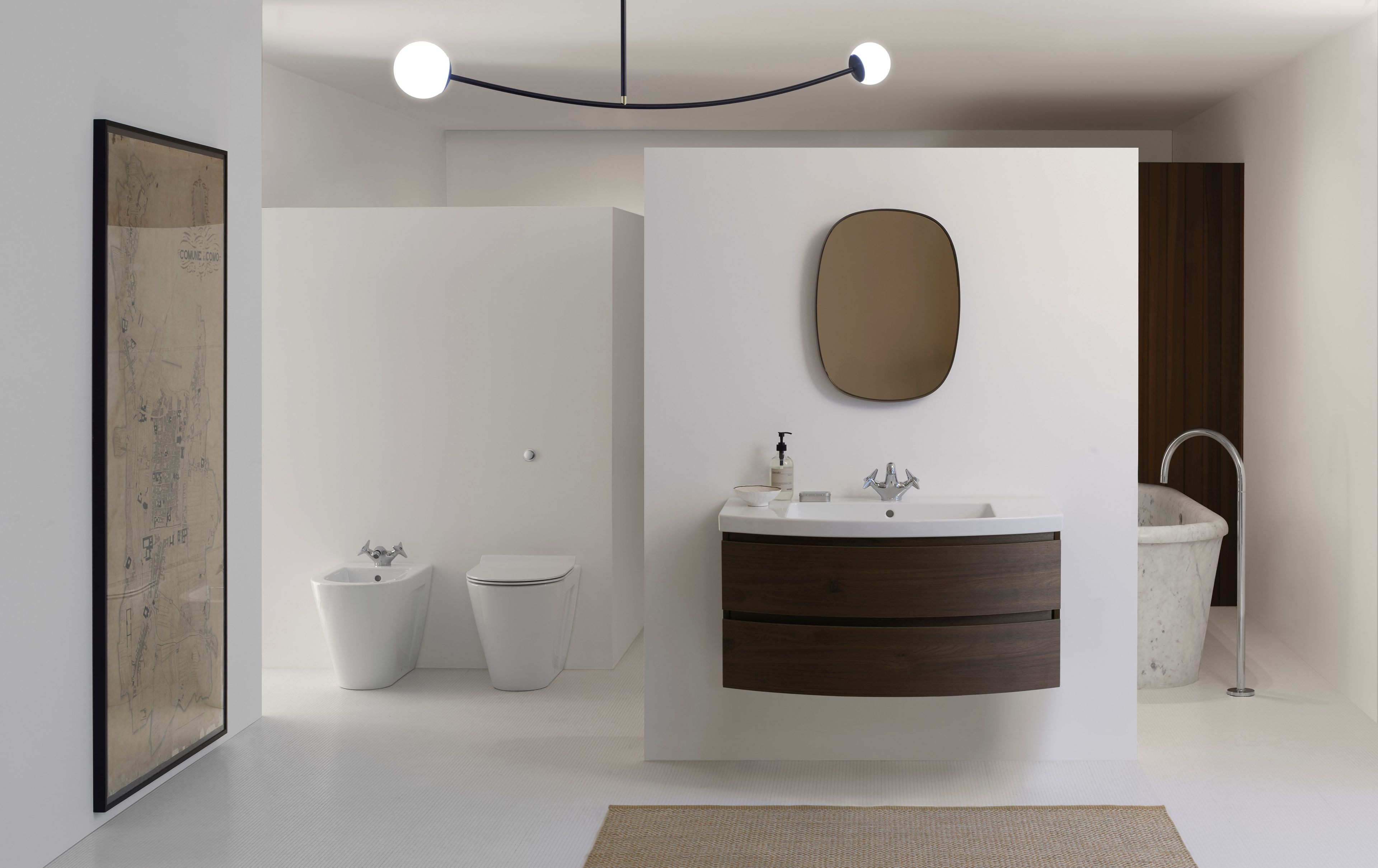 Керамический одиночный умывальник с держателем для полотенец GSI ceramica Norm ARCH-00137001 - Вид №1