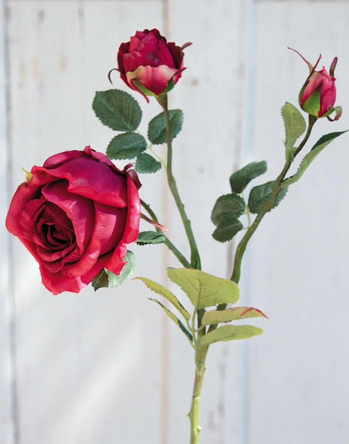 2683 444 a2 Искусственная роза, 1 цветок, 2 бутона, 49 см, красная H-andreas  - Вид №1