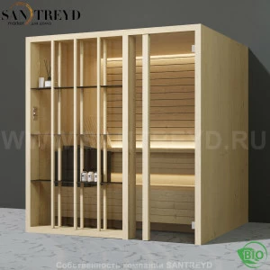 Effegibi YOKU.S80 BI.70100009 Био-сауна с правой дверью. Мощность: 9 кВт макс. Размеры: длина 202 см, ширина 180 см. Отделка: осина термообработанная