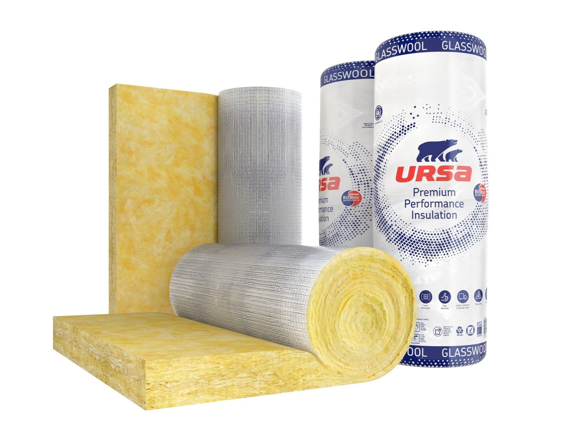 Водоотталкивающий рулонный войлок из стеклянной ваты Ursa URSA GLASSWOOL ARCH-00097983