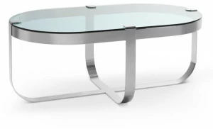 Saba Italia Овальный журнальный столик из железа и стекла