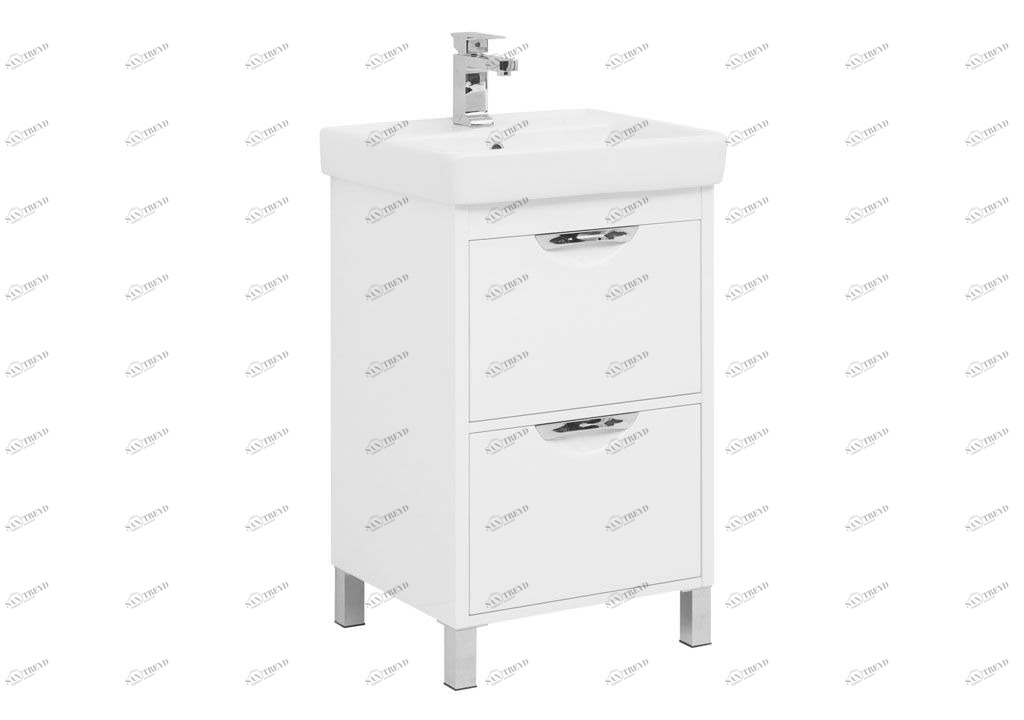 Тумба с раковиной Aquanet Гретта 50 New белый (2 ящика) 0023357600215661