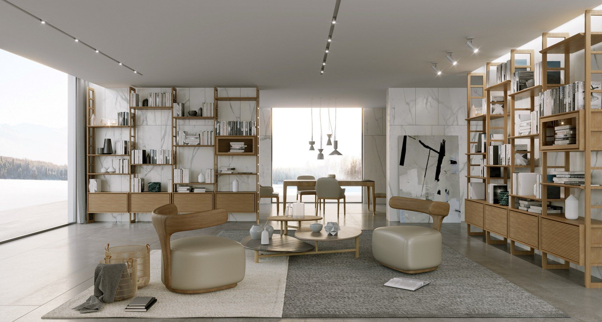 Двухсторонний книжный шкаф из вишни Morelato ARCH-00110421 - Вид №3