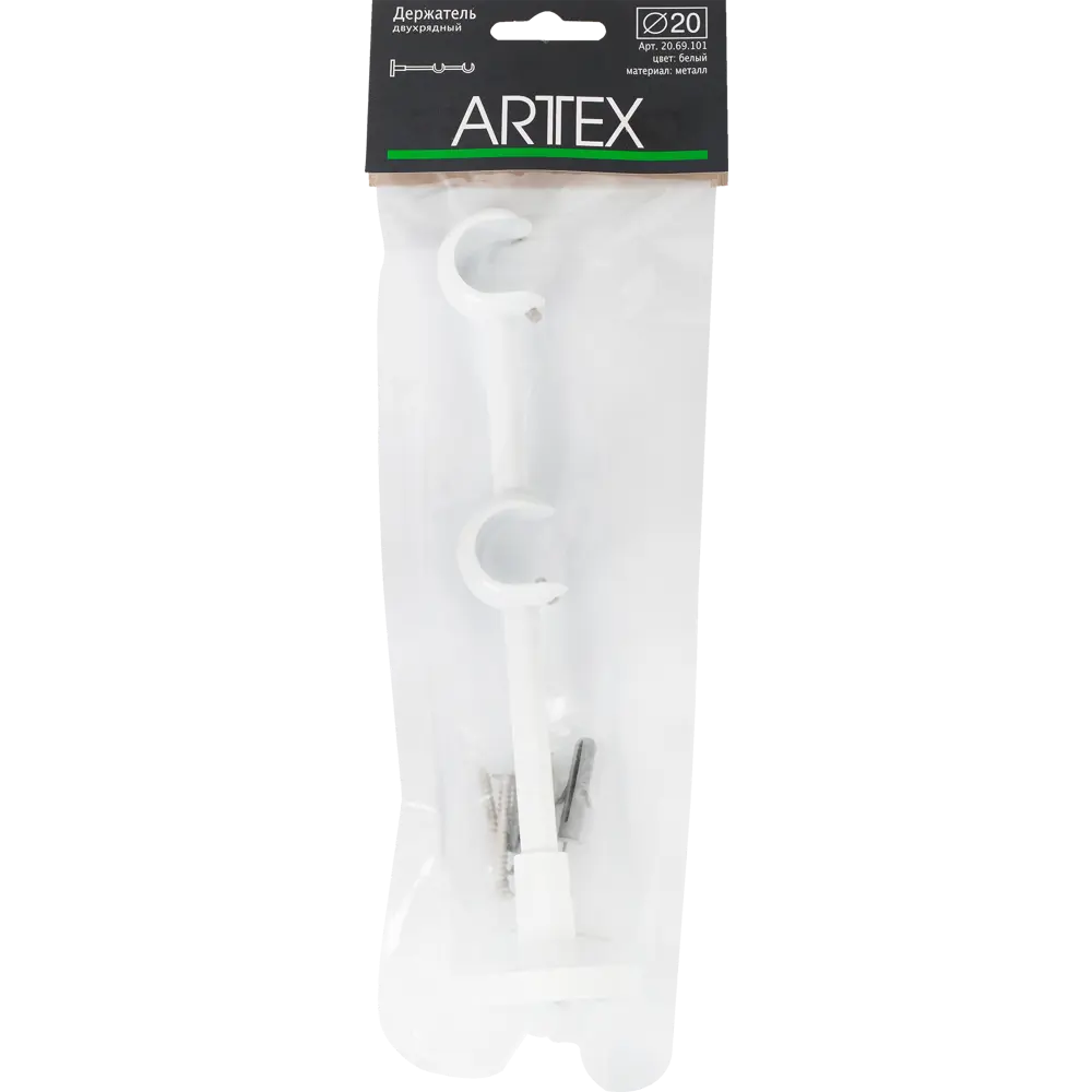 Держатель двухрядный открытый 2 см цвет белый ARTTEX STLM-2188592 - Вид №1