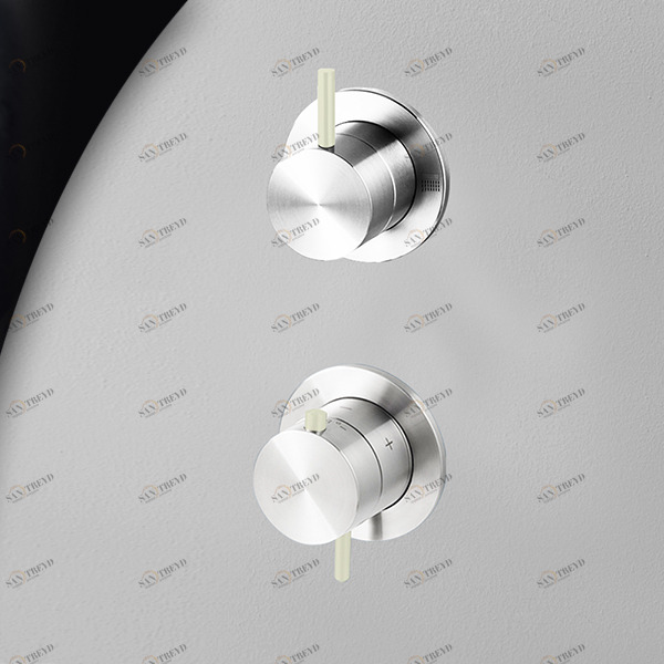 Термостат для душа глянцевая сталь с серой ручкой Toki Radomonte TER53LCIL19