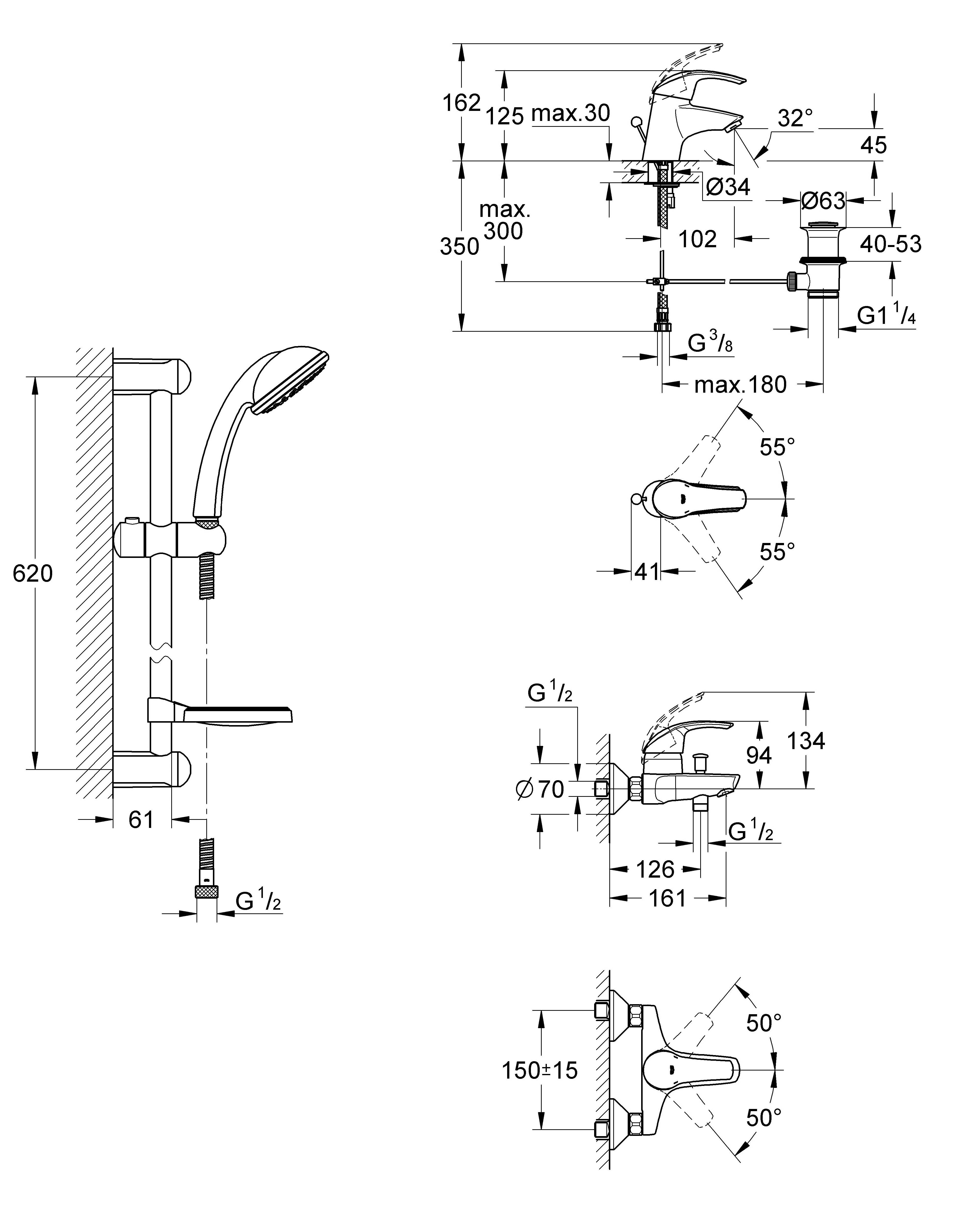 117921 Набор смесителей Grohe Eurosmart хром - Вид №4
