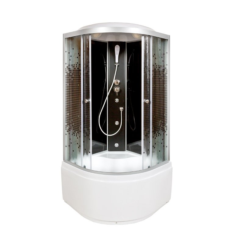 BМ4590 с гм. и эл. BLACK Душевая кабина DETO Серия ВМ L 890 с гидромассажем BLACK