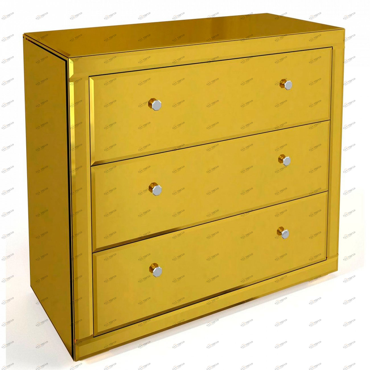 Комод зеркальный с 3 ящиками золотой "Дэйли" GRAUM ДИЗАЙНЕРСКИЕ 304015 Желтый;зеркальный 