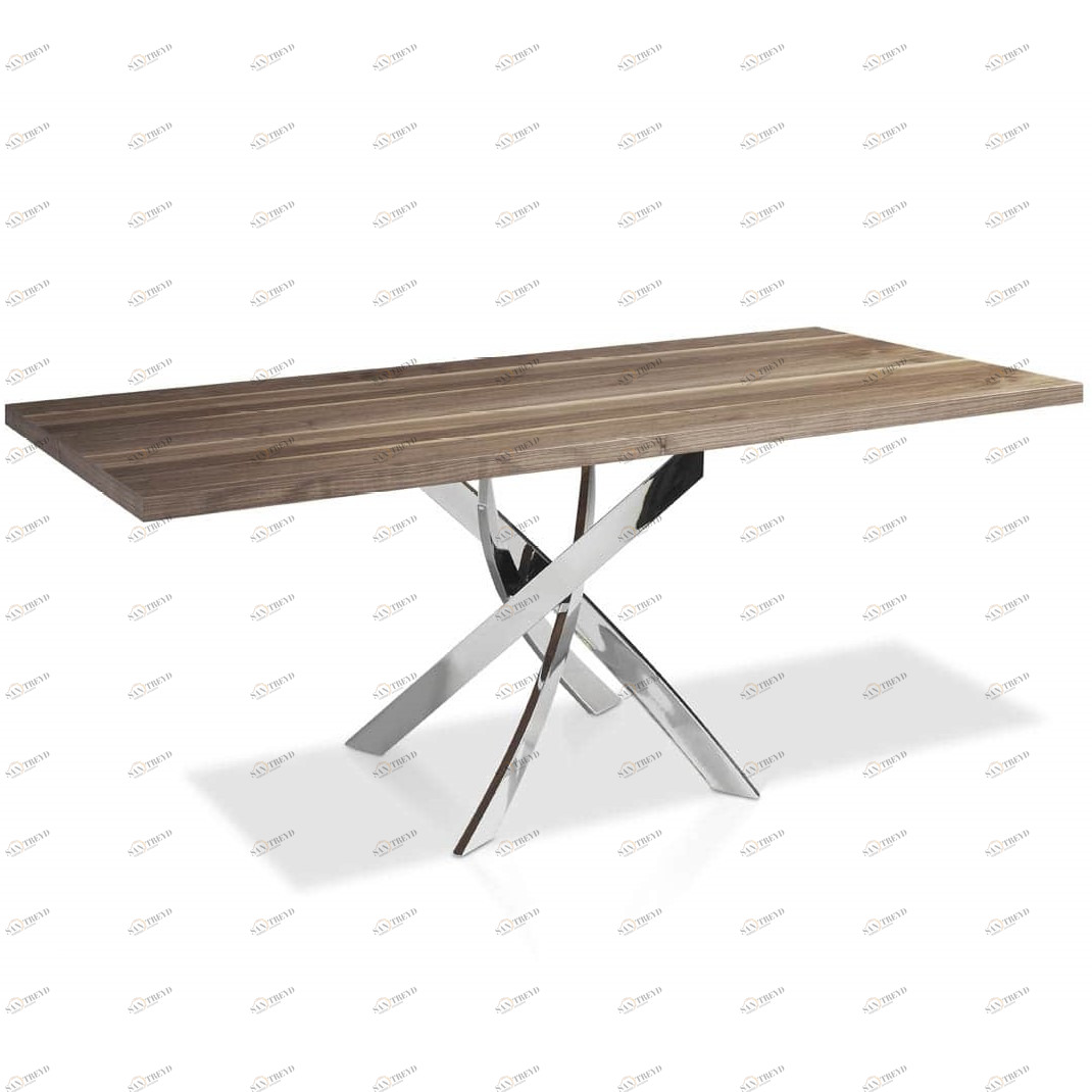 Обеденный стол деревянный с ножками хром 140 см F2170 от Angel Cerda ANGEL CERDA  241909 Орех;коричневый 