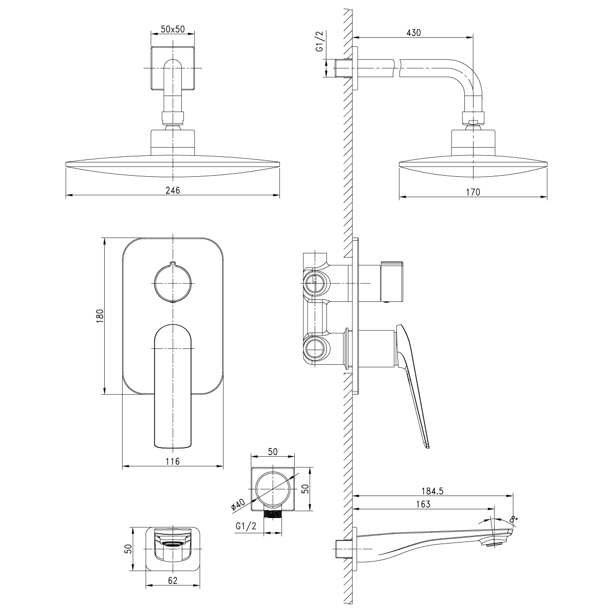 LM5922CW Смеситель Allegro для ванны и душа, встраиваемый LEMARK ALLEGRO - Вид №1