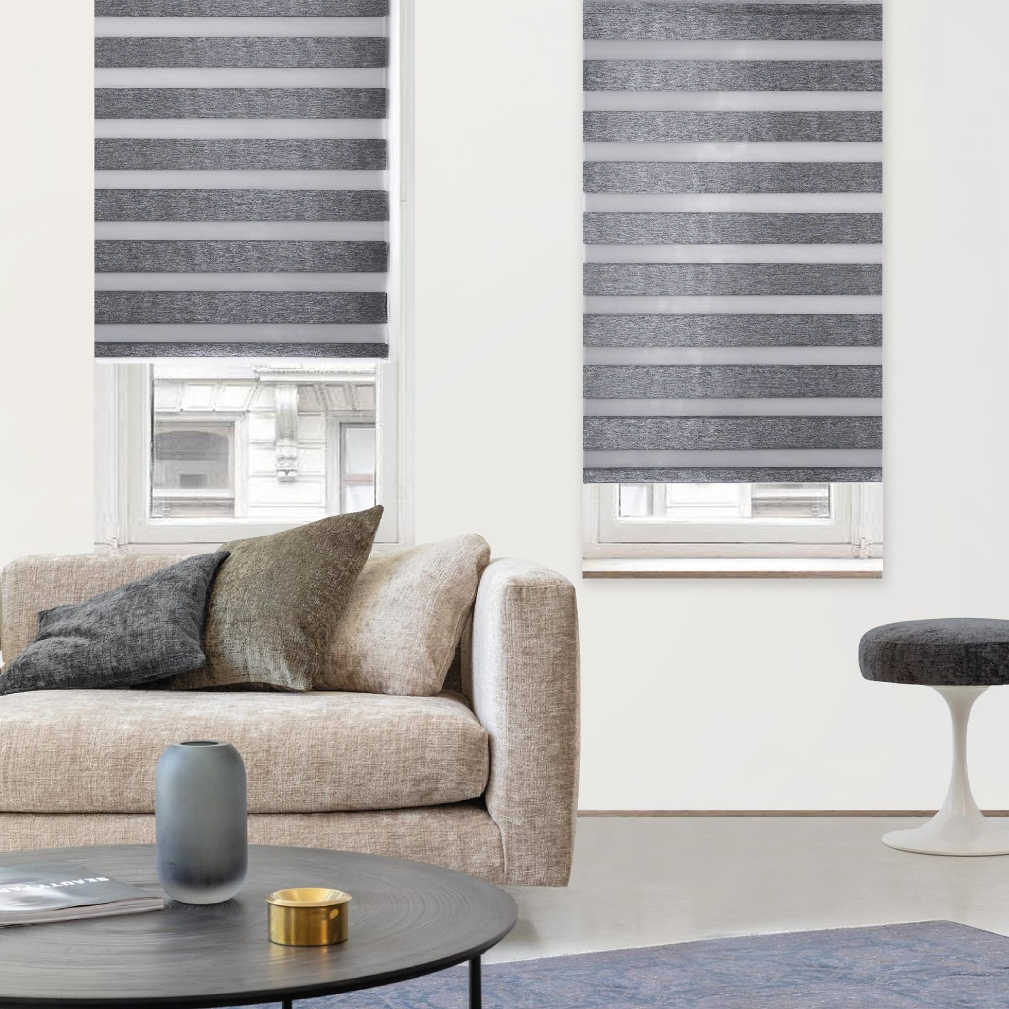 82614501 Штора рулонная день-ночь Miamoza Blackout 50x160 см, цвет серый Santreyd  - Вид №2