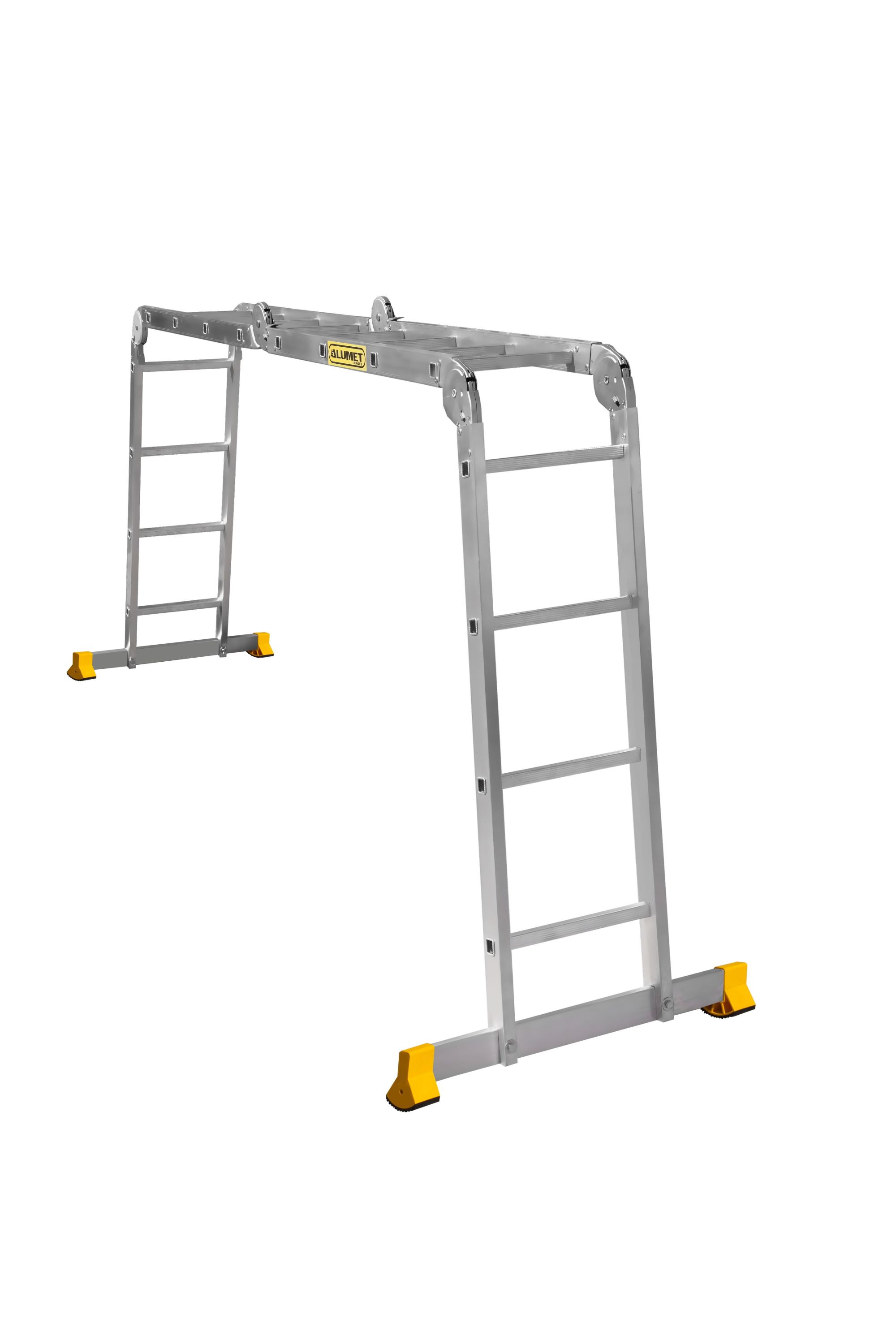 Алюминиевая профессиональная четырехсекционная шарнирная универсальная лестница (трансформер) T444 ALUMET 