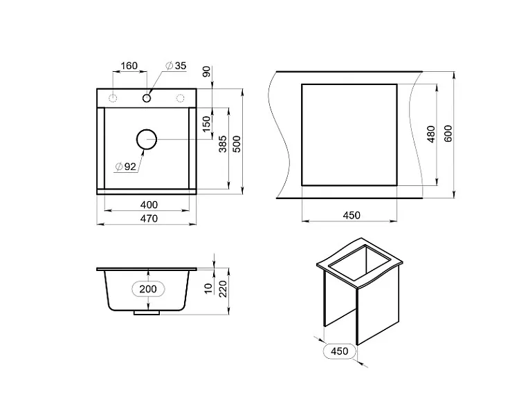 ES-4701, ТУРМАЛИН, кухонная мойка, кварц, ESTETICA GRANULA 4701-ST163 - Вид №5