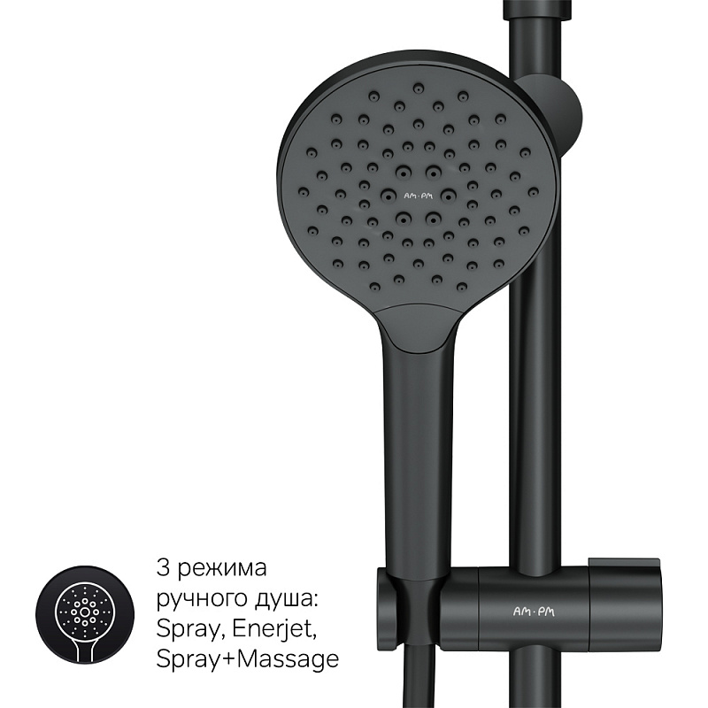 F0780222 душ.система: верхн.душ 220мм ручной душ 120 мм 3 функции душ.штанга 1030-1460 мм AM.PM Like - Вид №11