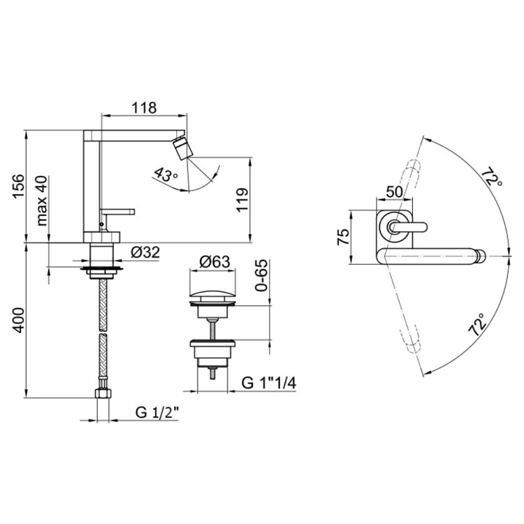 LV840102560 Смеситель для биде Webert Living - Вид №1