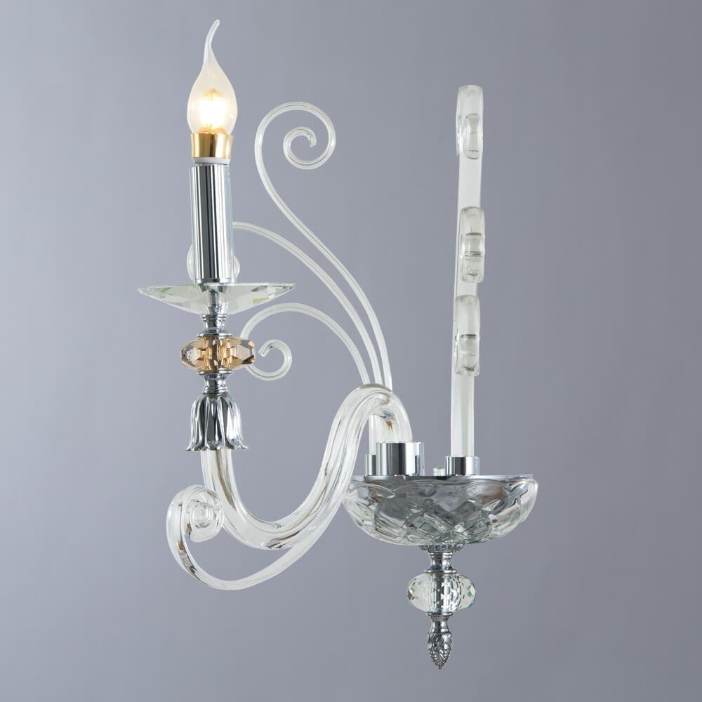 Бра хрустальное хром Divinare 8821/02 AP-1 DIVINARE СВЕЧА 00-3928948 Прозрачный;хром  - Вид №2